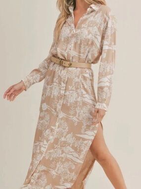 Sadie & Sage High Desert Shirt Dress Maxi Southwestern Button Down Longline Long